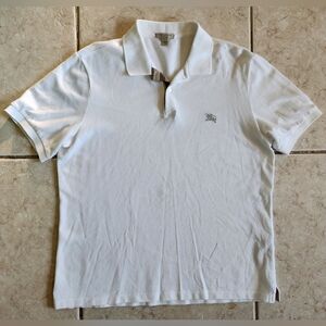 Burberry Brit Men’s White Piqué Polo Shirt Check Placket Size XL